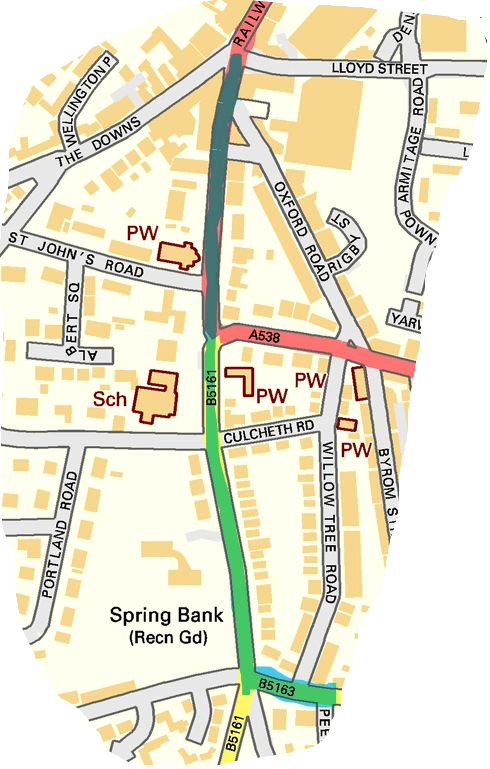 Map showing location of Ashley Road, one of the streets of Bowdon