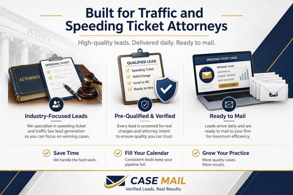 Case Mail provides court case leads for traffic and speeding ticket lawyers.