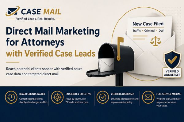 Direct Mail Marketing for attorneys using verified case leads