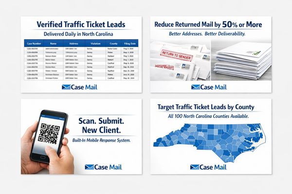 Verified traffic ticket leads for attorneys in North Carolina delivered daily from newly filed cases