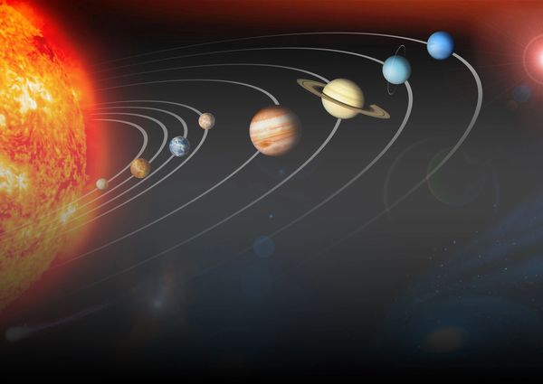 solar system with galaxy background 