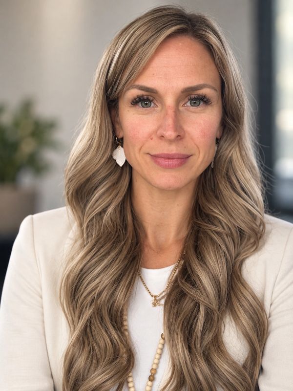 Professional portrait of a woman with long blonde hair and light makeup.