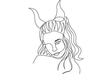 single line drawing of demon for supernatural books