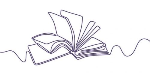 Line drawing of an open book