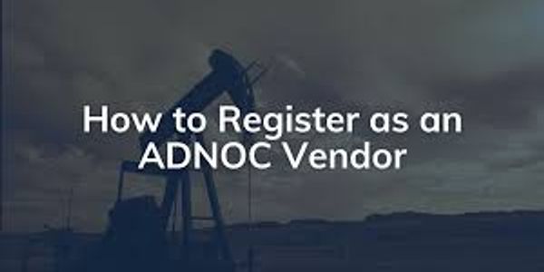 Instructional slide on registering as an ADNOC vendor.