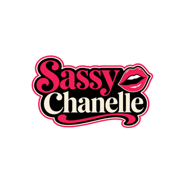 Sassy Chanelle logo in pink, cream, and black with illustrated lips.