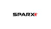 Logo of Sparx with bold black letters and a red star.