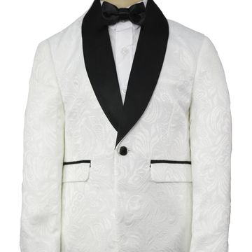 WHITE PAISLEY FLORAL JACQUARD BOYS DINNER JACKET