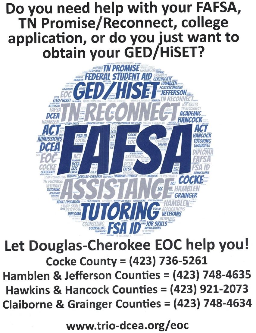 Help with FAFSA, TN Promise/Reconnect, etc.