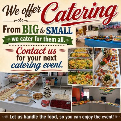 Catering service offering food for events of all sizes.