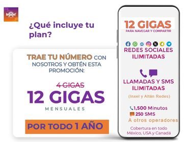 Promoción de plan móvil con 12 GB y llamadas ilimitadas.