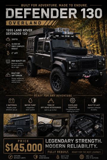 1995 Land Rover Defender 130 Overland edition built for rugged adventure and durability.