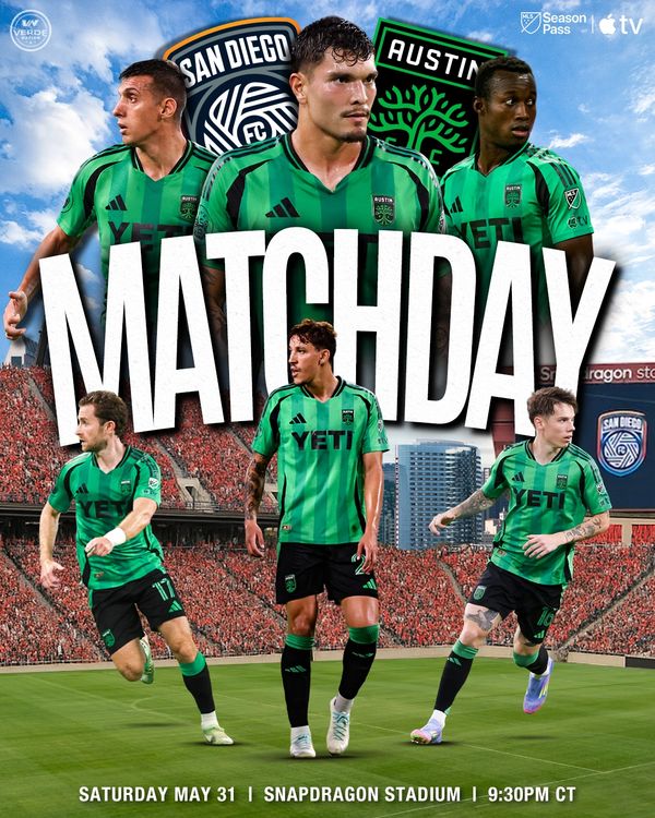 Austin FC players ready for match against San Diego FC at Snapdragon Stadium.