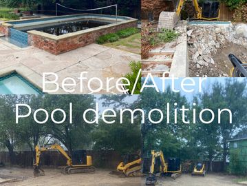 Pool demolition, concrete demolition, pool removal, inground pool demolition, above ground pool demo