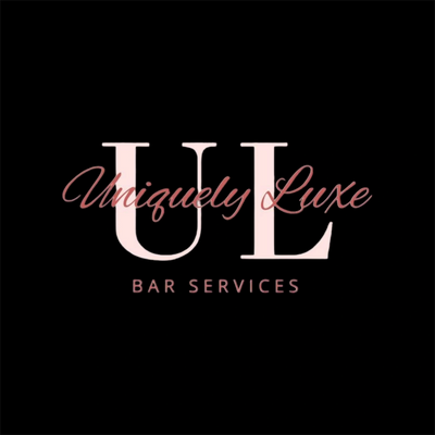 Logo for Uniquely Luxe Bar Services in elegant pink on black.