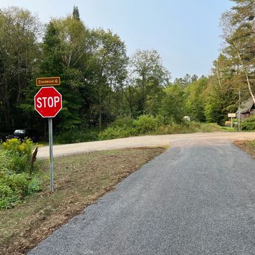 Intersection of Floodwood Road and the Adirondack Rail Trail