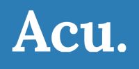 Acu. logo on blue background.