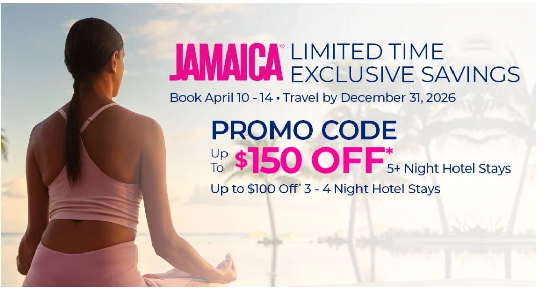 Jamaica all-inclusive vacation package with promo code discount and limited-time travel savings