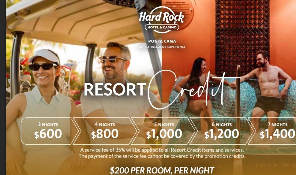 “Punta Cana Hard Rock all-inclusive resort with resort credits and luxury beach vacation package”
