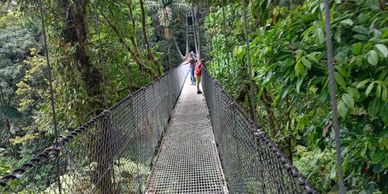 Costa Rica rainforest hanging bridge adventure with jungle canopy views and nature trails