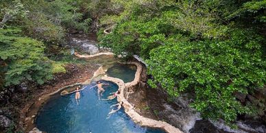 Volcanic mud baths and natural hot springs near Tenorio Volcano in Costa Rica rainforest