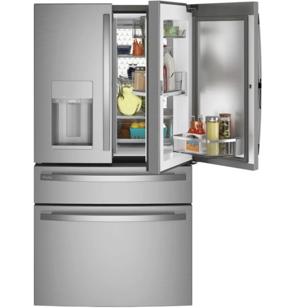 GE Profile - 27.9 Cu. Ft. 4-Door French Door Smart Refrigerator with Door-In-Door - Stainless steel – view 1