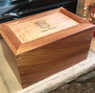African Mahogany Humidor with Tiger Maple insert and Maple Splines