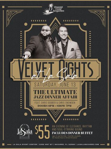 Jazz dinner event 'Velvet Nights' featuring Chris Godber and Chris Snowden at La Sala.