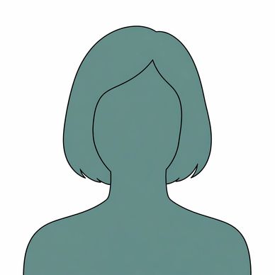 Silhouette of a person with medium-length hair, no facial features.