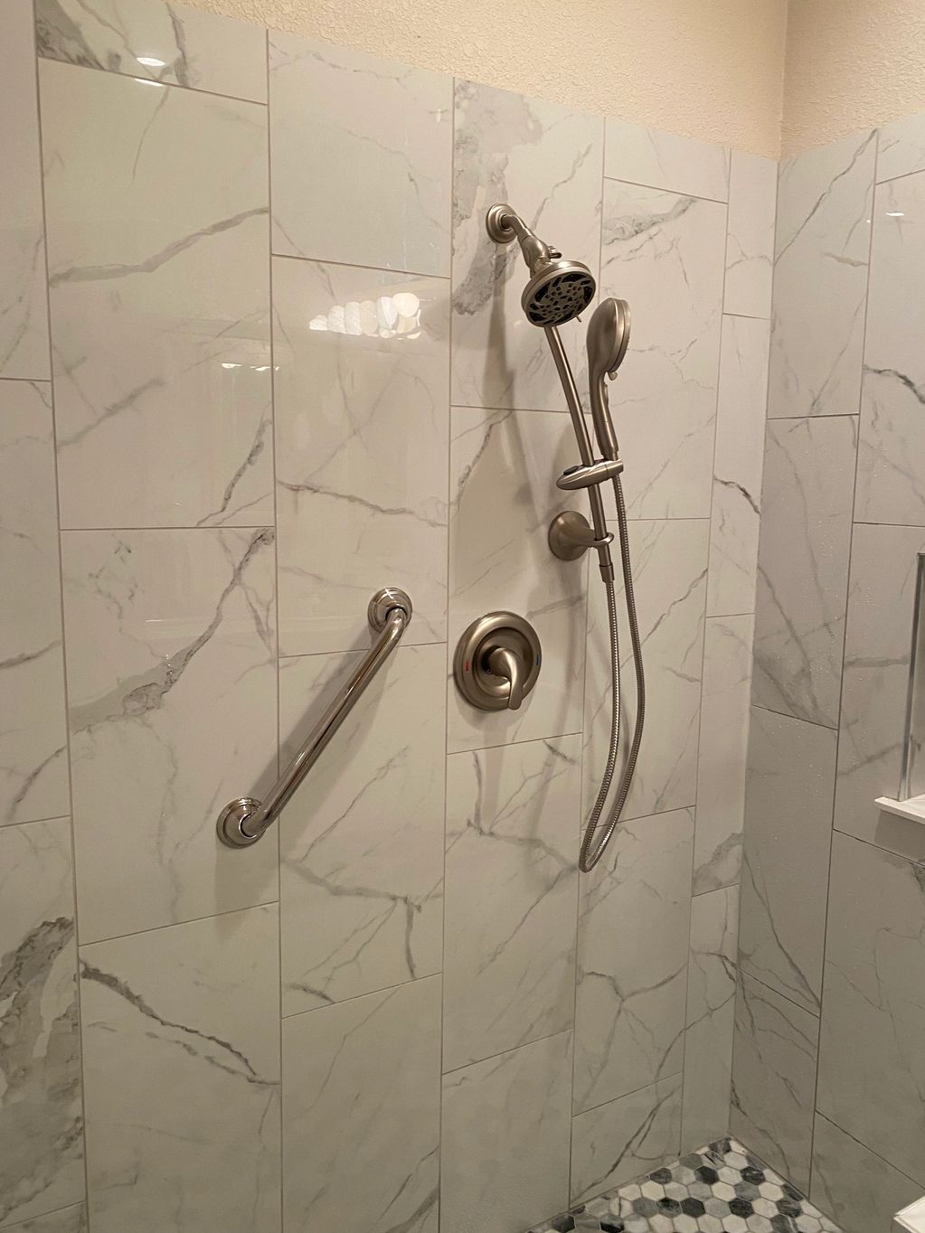 New quality tile installation in a shower