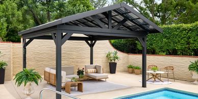 A Range gazebo by a pool