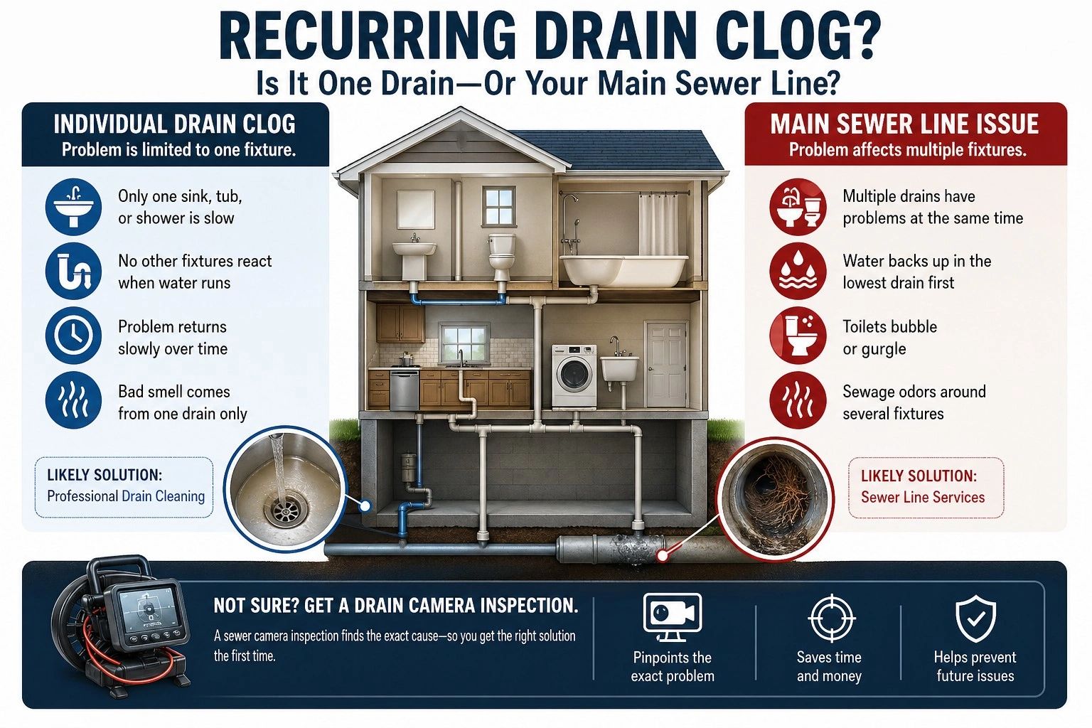 Recurring Drain Clog: One Drain or Main Sewer Line?