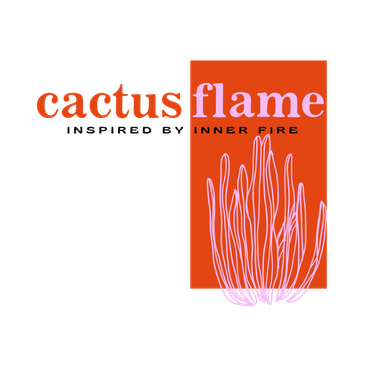 Logo with cactus flame illustration and text.
