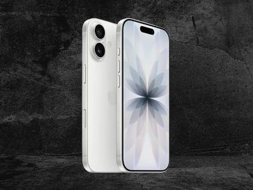 Sleek white smartphone with dual cameras and a floral wallpaper on the screen.