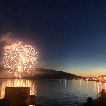 Fireworks in Ketchikan Alaska while salmon fishing
