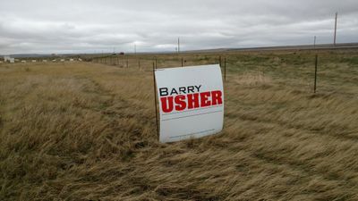 Political campaign sign for Barry Usher in a grassy field.