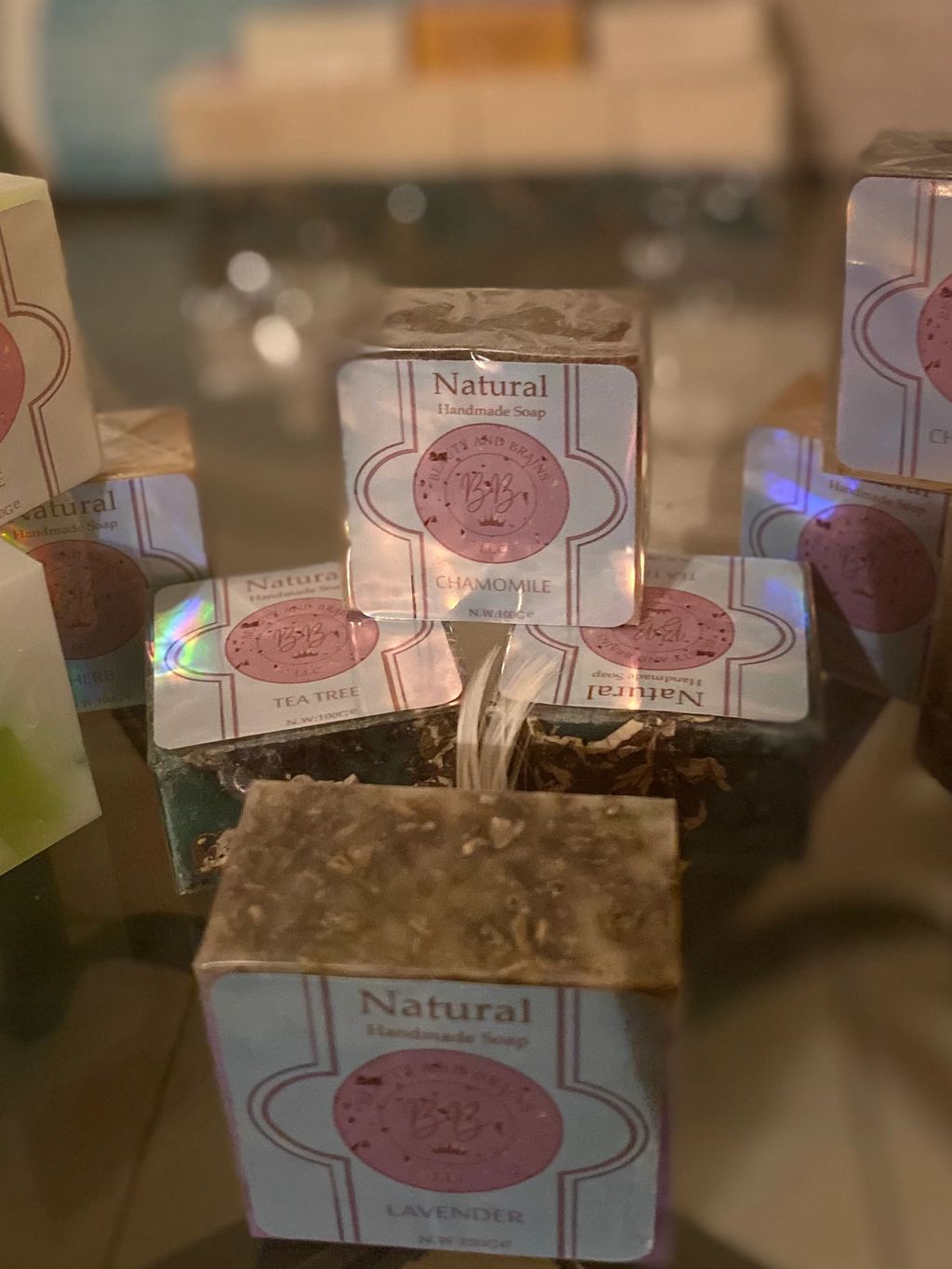 *Vegan Face/ body Soaps, selected varieties: Chamomile, lavender, aloe, herb, Vera, goat milk, tumer