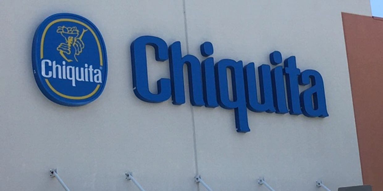 Custom wall sign for Chiquita Banana. LED individual letters. 3D letters with sign installation.