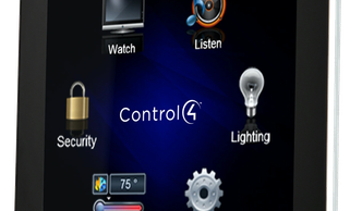 Smart home control screen with various options.