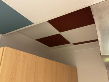 ChromaTints custom-painted acoustic ceiling tiles from Chroma Collections