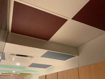 ChromaTints custom-painted acoustic ceiling tiles from Chroma Collections