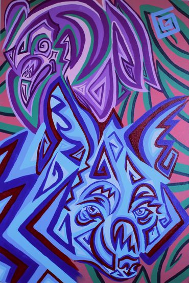 Blue moon coyote 24”x36” acrylic 