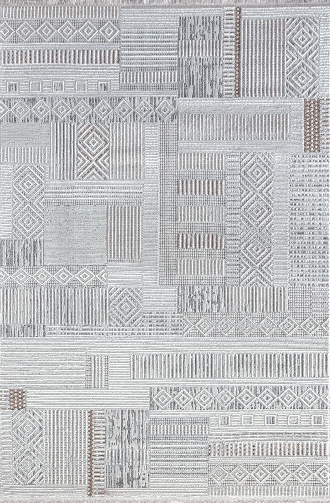 Intricate geometric pattern on a textured fabric in neutral tones.