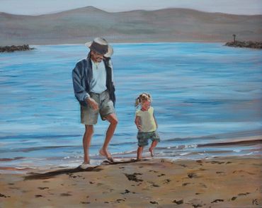 Grandpa & Trinity, Oil on canvas, 20"x18", Property of the Sulonen Family