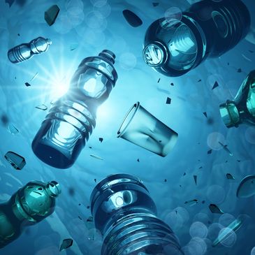 plastic waste in water