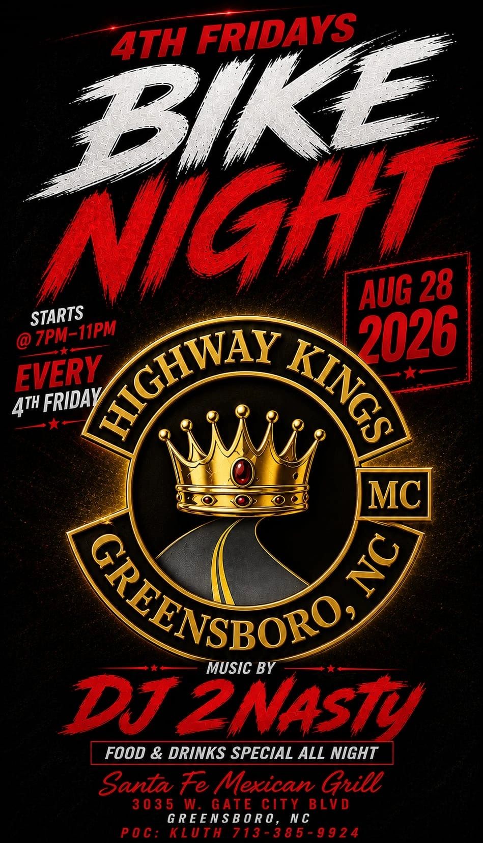 Text saying 'BIKE NIGHT' in bold, distressed font.
