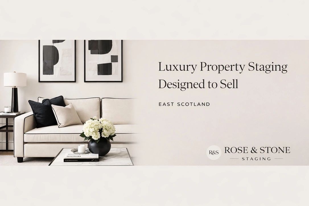 Elegant living room showcasing luxury property staging by Rose & Stone in East Scotland.