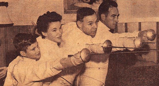 Michael Mason, Pamela Mason, H.L. Mason & family friend Tommy Thompson, Brea, CA (1958)