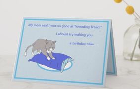 This Rattles birthday card design is inspired by the book series, "Rattles, the Barn Cat."