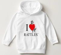 The design on this toddler hoodie is inspired by the book series, "Rattles, the Barn Cat."
